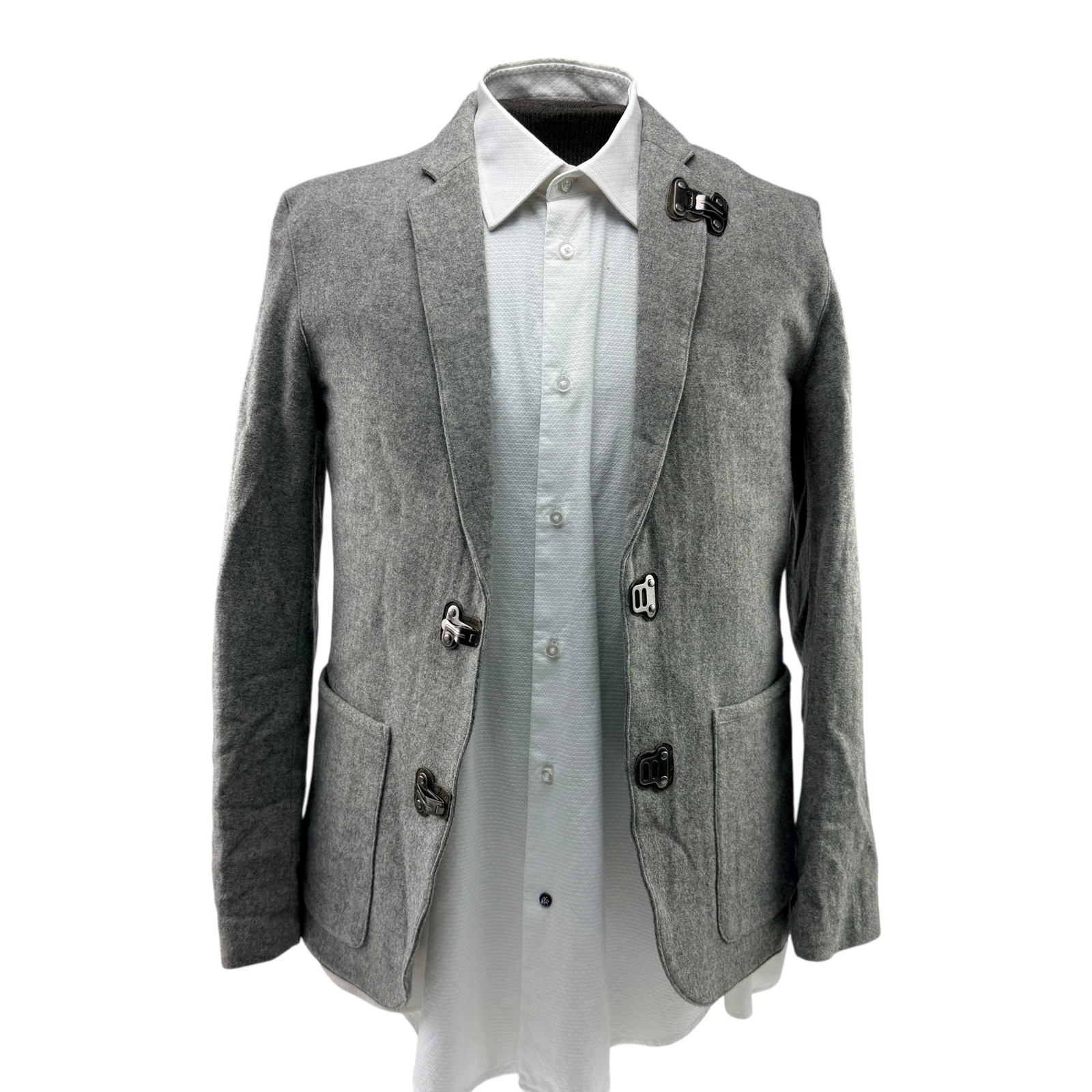 Wrk Work Rest Karma Mens 40r Gray 100% Wool Blazer Fireman Buckle Jacket 40r